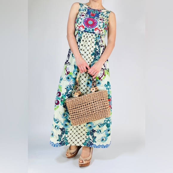 Hemant & Nandita Silk Embroidered Canaria Maxi Dress - Picture 12 of 13